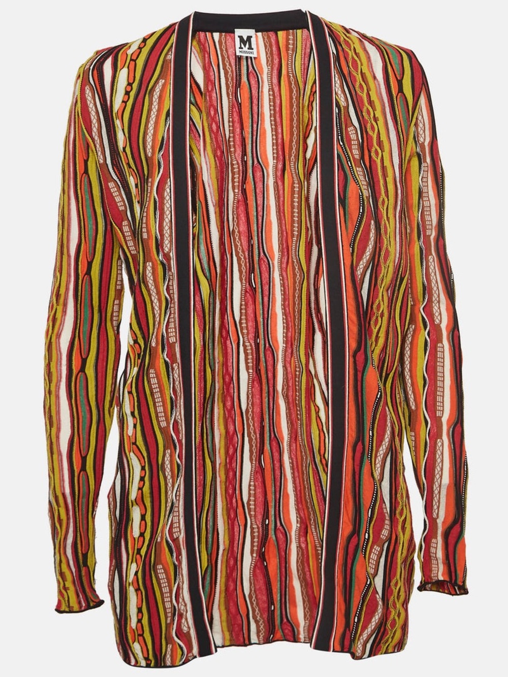 M Missoni Space Dye Zigzag Open Front Cardigan Colorful Knit IT 42 US 6
